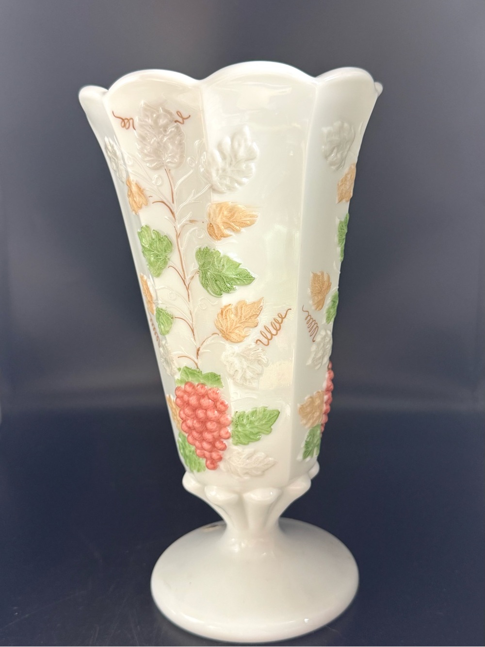 Vintage Westmoreland Hand painted Milk Glass Vase